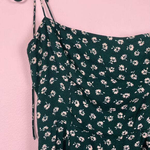 Reformation Sarah Mini Dress in Chive Green Floral Print 0 - Picture 4 of 8